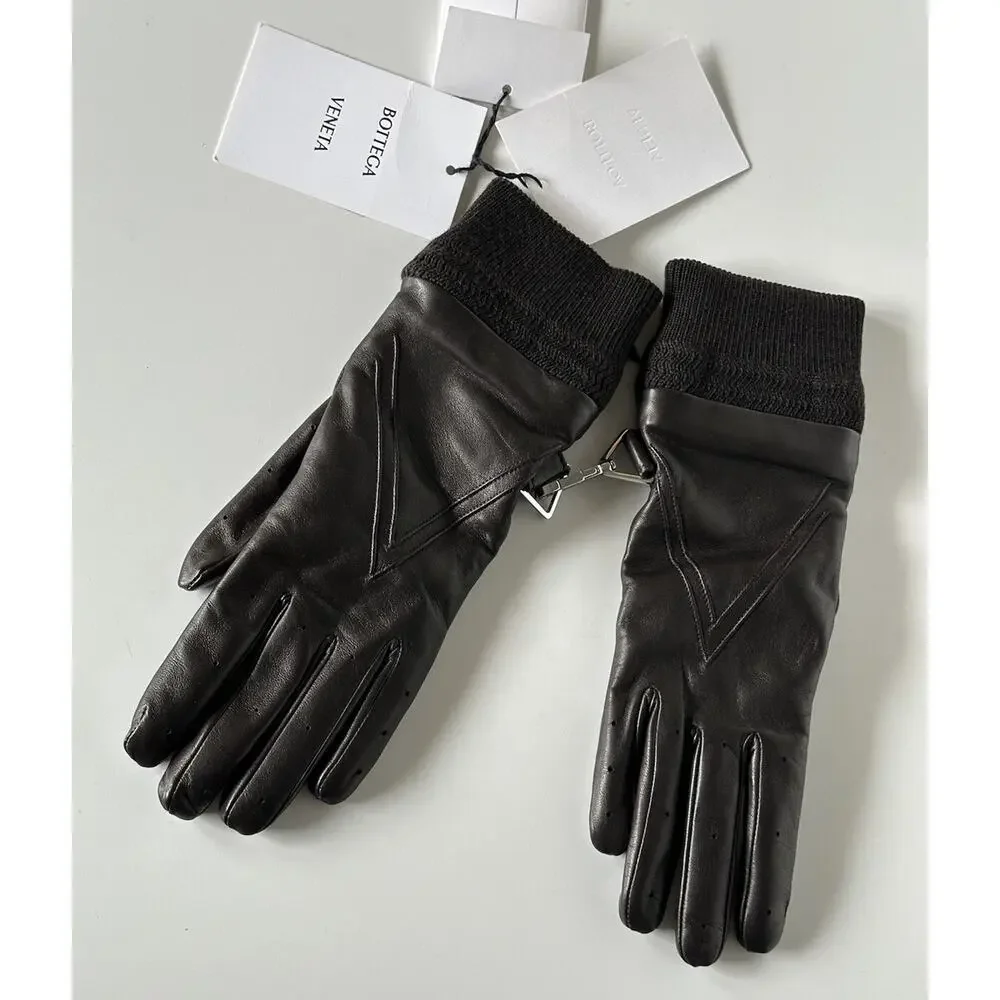 NWT $650 Bottega Veneta Women's Leather Gloves Brown Size 8 (L) Italy 690300